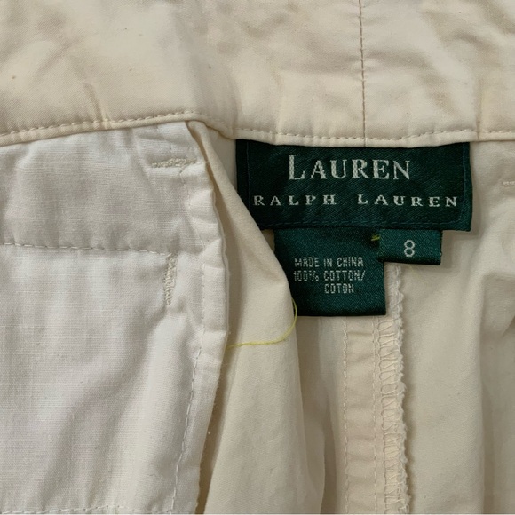 Lauren Ralph Lauren Women's 8 Cargo Pants Cream 100% Cotton Adjustable Wide Leg - Picture 5 of 14
